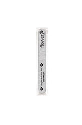 Frontage of China Glaze - Flowery Silver nail cushion file in a clear pack lay in white color setting